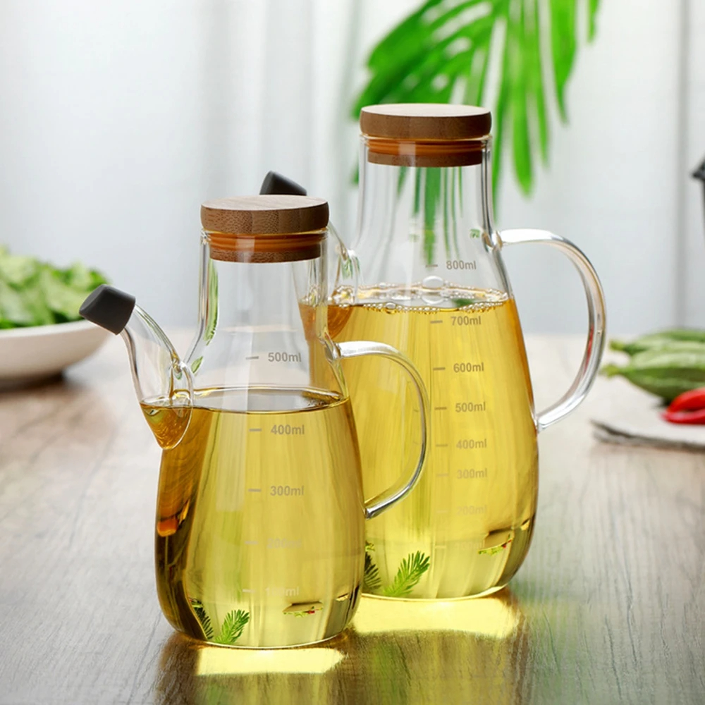 Thickened Glass Oil Can Leak-Proof With Scale Oil Bottle Household Kitchen Soy Sauce Jar Seasoning Bottle Small Vinegar Pot