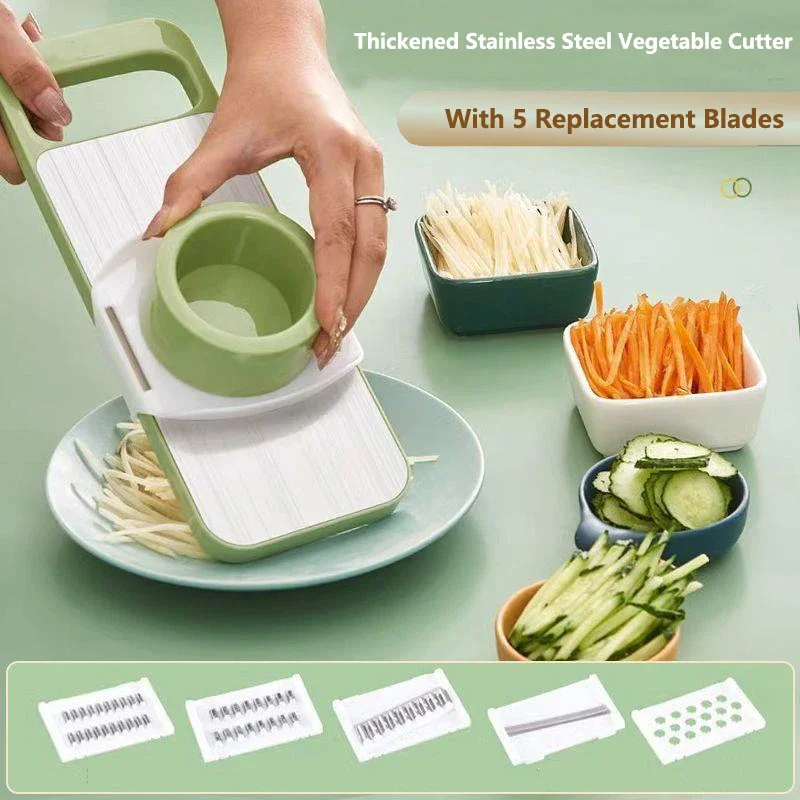 5 In 1 Vegetable Cutter Manual Kitchen Vegetable Slicer Chopper Graters Potato Radish Slicer