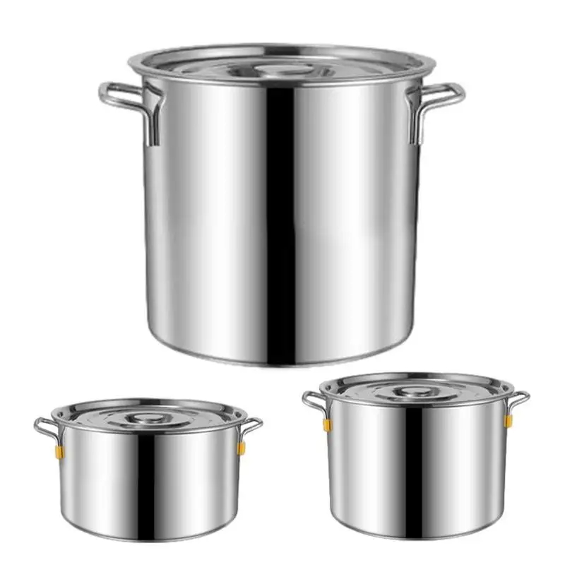 Stock Pot Stainless Steel Soup Bucket Cooking Pot Steamer Cookware Stew Canning Sauce Pot for Oil Soup Brine Noodle Rice