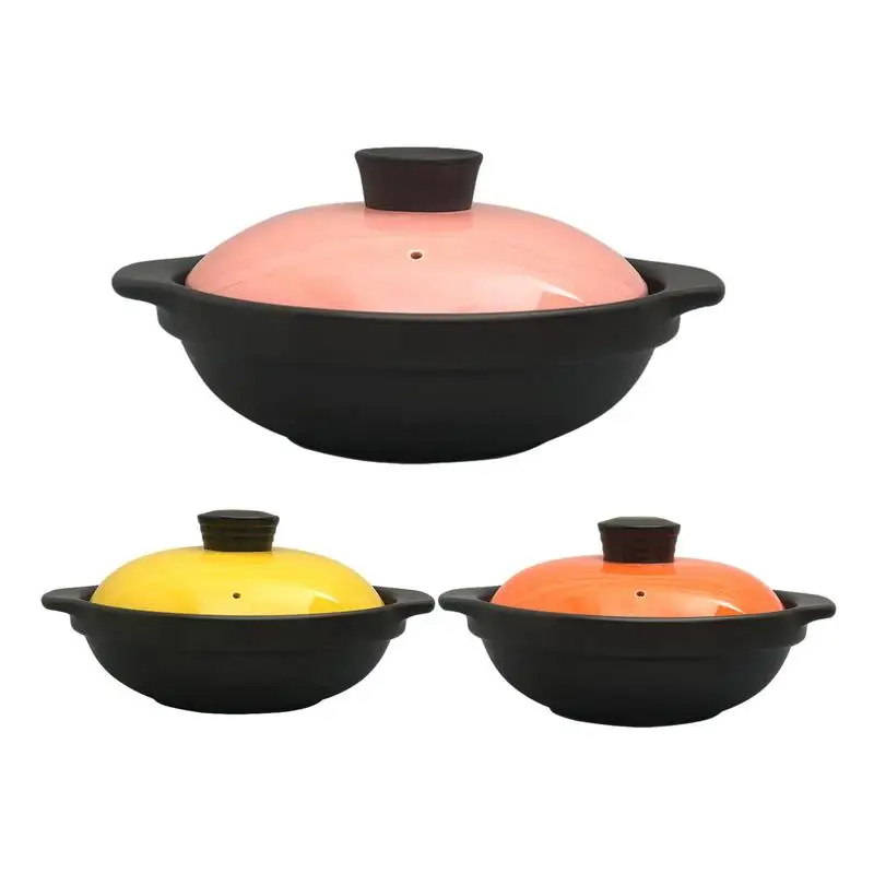 Ceramic Soup Pot Chinese Clay Cooking Pot Cookware Stovetop With Lid Non-stick Small Casserole For Dry Burning Without Cracking