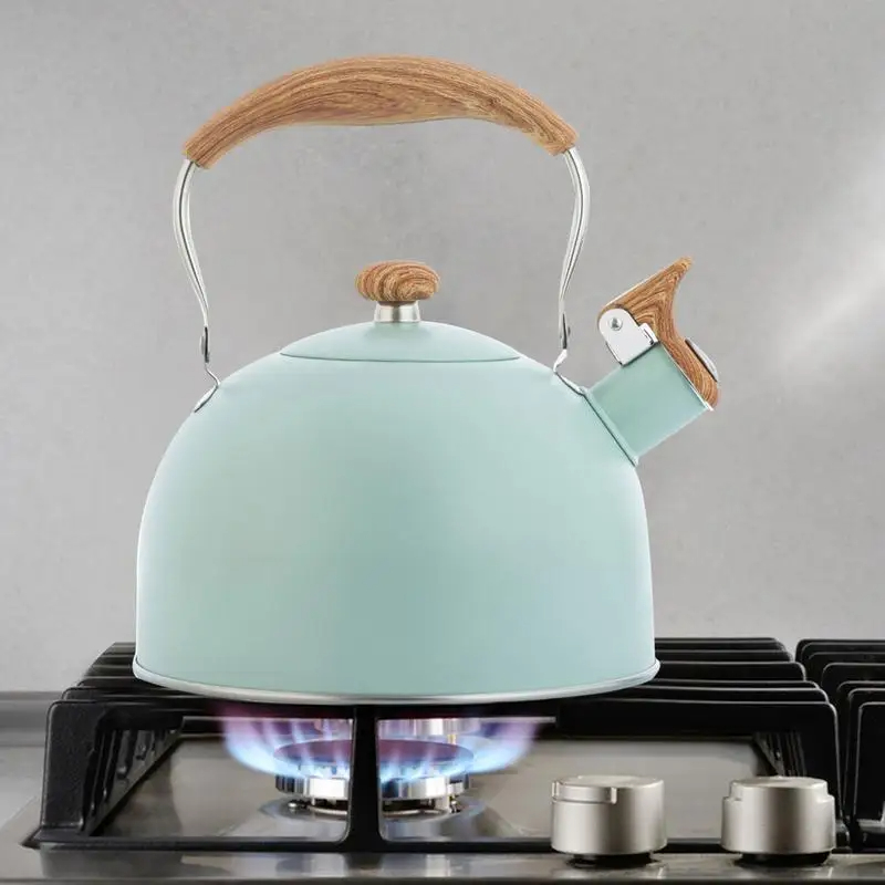 2.5L Stainless Steel Whistling Tea Kettle Food Grade Teapot For Make Tea Boil Water Compatible Gas Stoves Induction Cookers