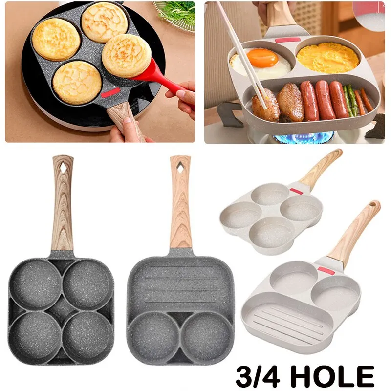 2/4-Hole Frying Pot Pan for Delicious Breakfast - Nonstick, Easy to Use, Durable, 3-in-1 Design, Suitable for All Ages