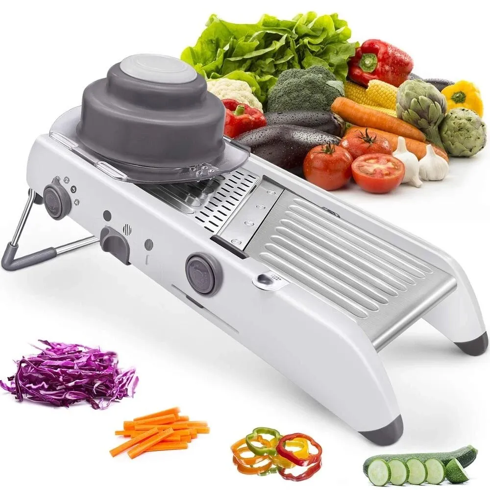 Adjustable Mandoline Slicer for Effortless Cooking - Stainless Steel, 18 Types, Multifunctional, Durable, and Efficient