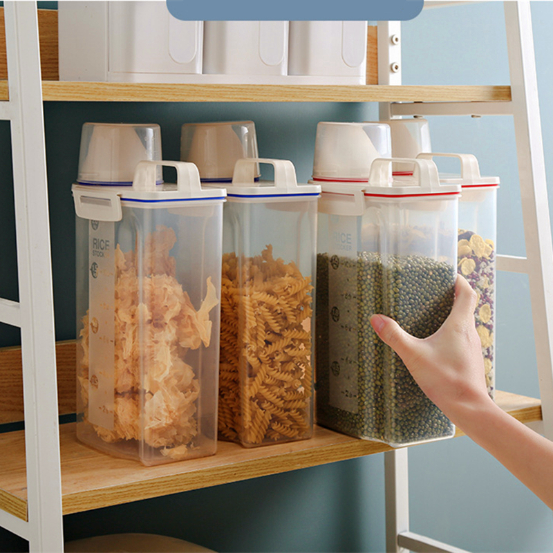 Japanese-style Sealed Rice Bucket Includes Measuring Cup - Keep Your Rice Fresh & Organized