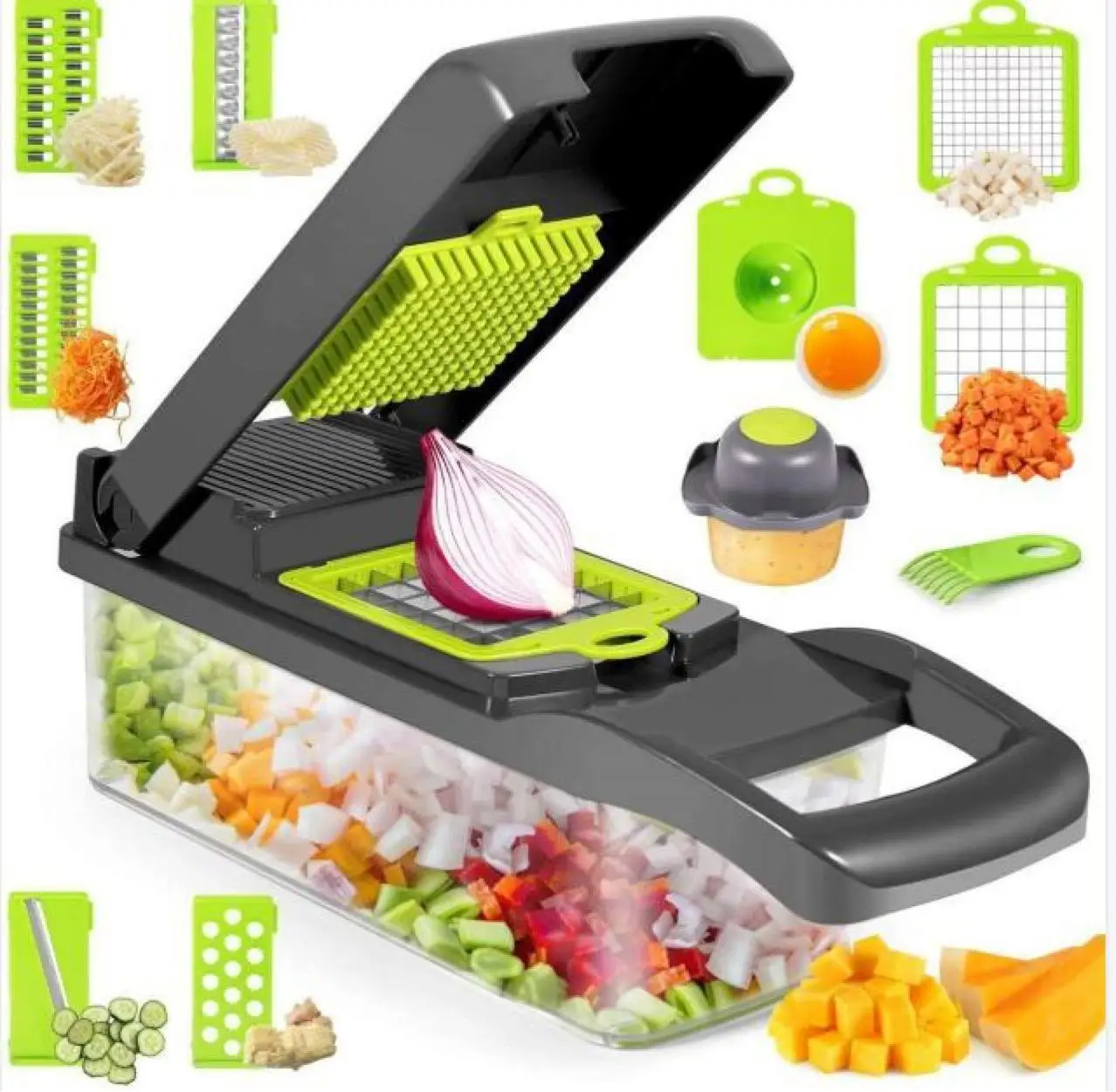 Multifunctional 14/16 in 1 Vegetable Chopper Onion Chopper Handle Food Grate Food Chopper Kitchen Vegetable Slicer Dicer Cut